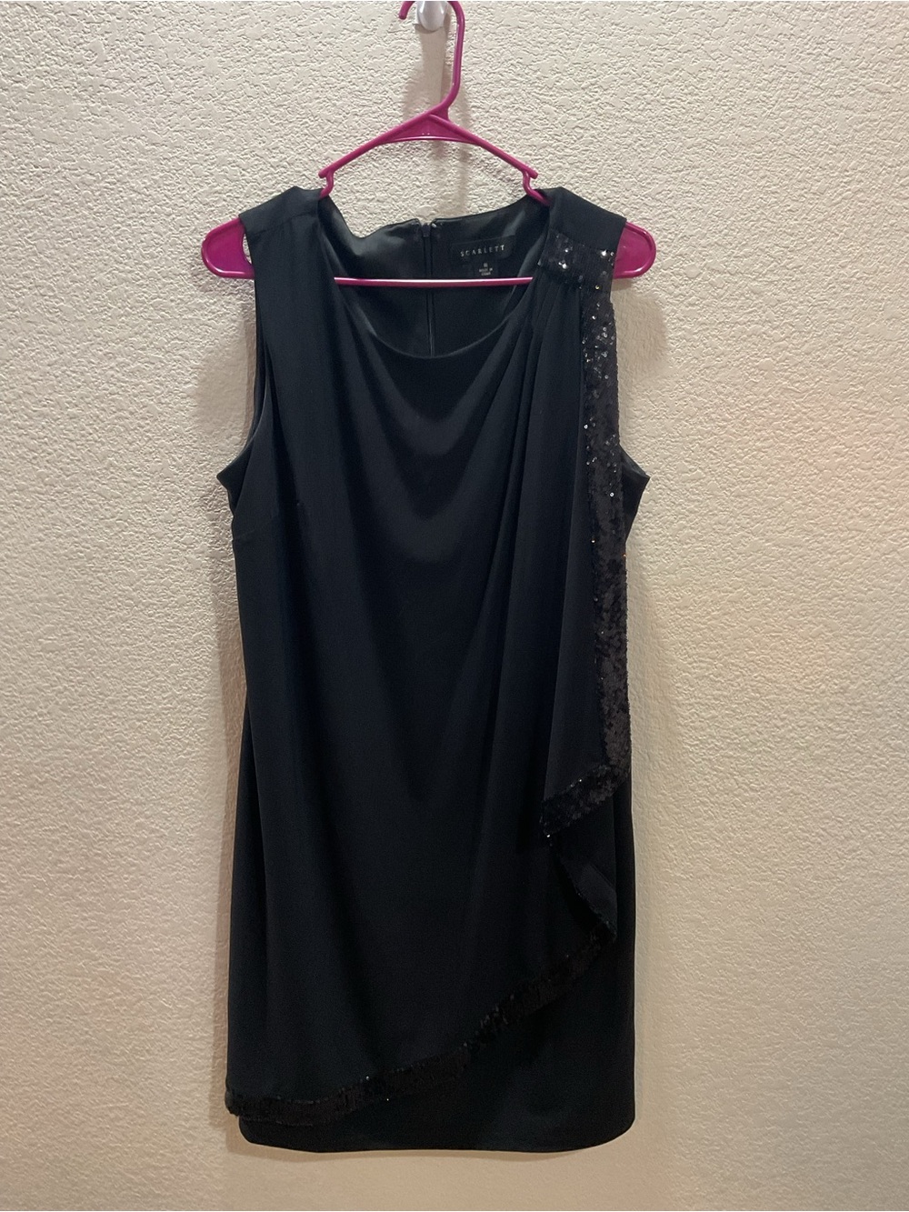 Black Sleeveless Sequin-Trim Mini Dress